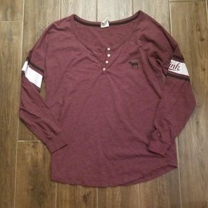 NEW! VS PINK ▪Campus long sleeve tee / henley